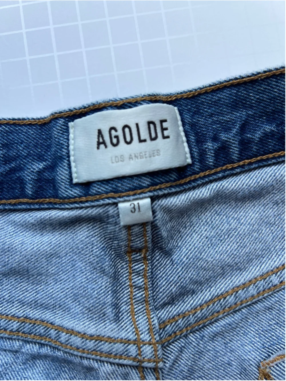 Agolde Parker Long Distressed Cutoff Blue Jean Shorts 31